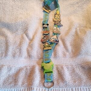 Disney Blue Lanyard with Green Mickey Clip